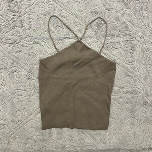 Miss Love Olive Sweater Tank Crop Top